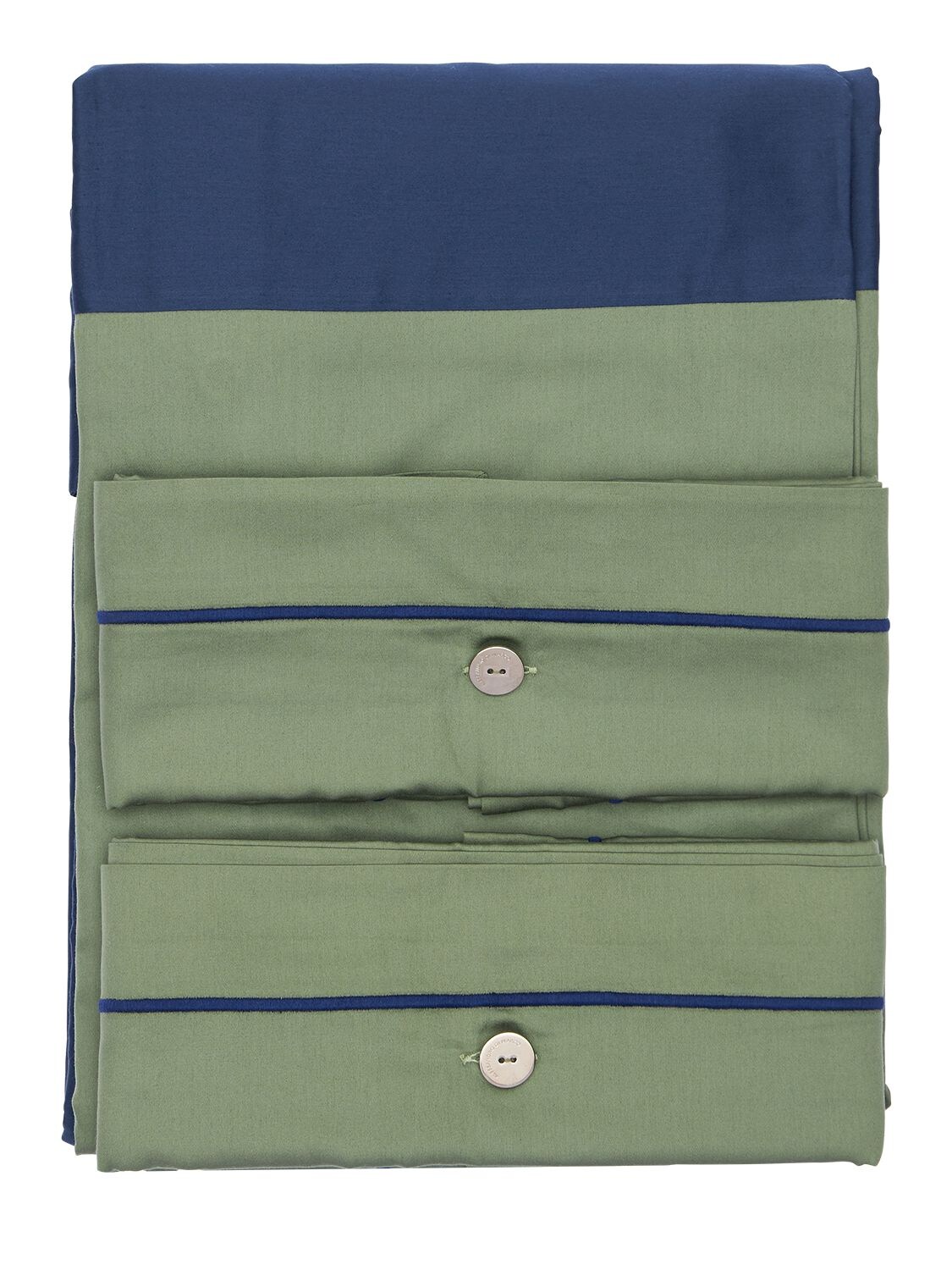 Alessandro Di Marco Cotton Satin Duvet Cover Set In Green,blue