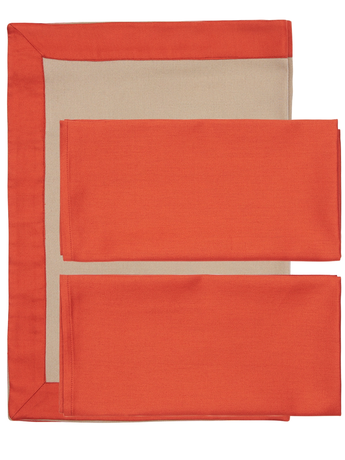 Alessandro Di Marco Cotton Placemat & Napkin Set In Orange,beige