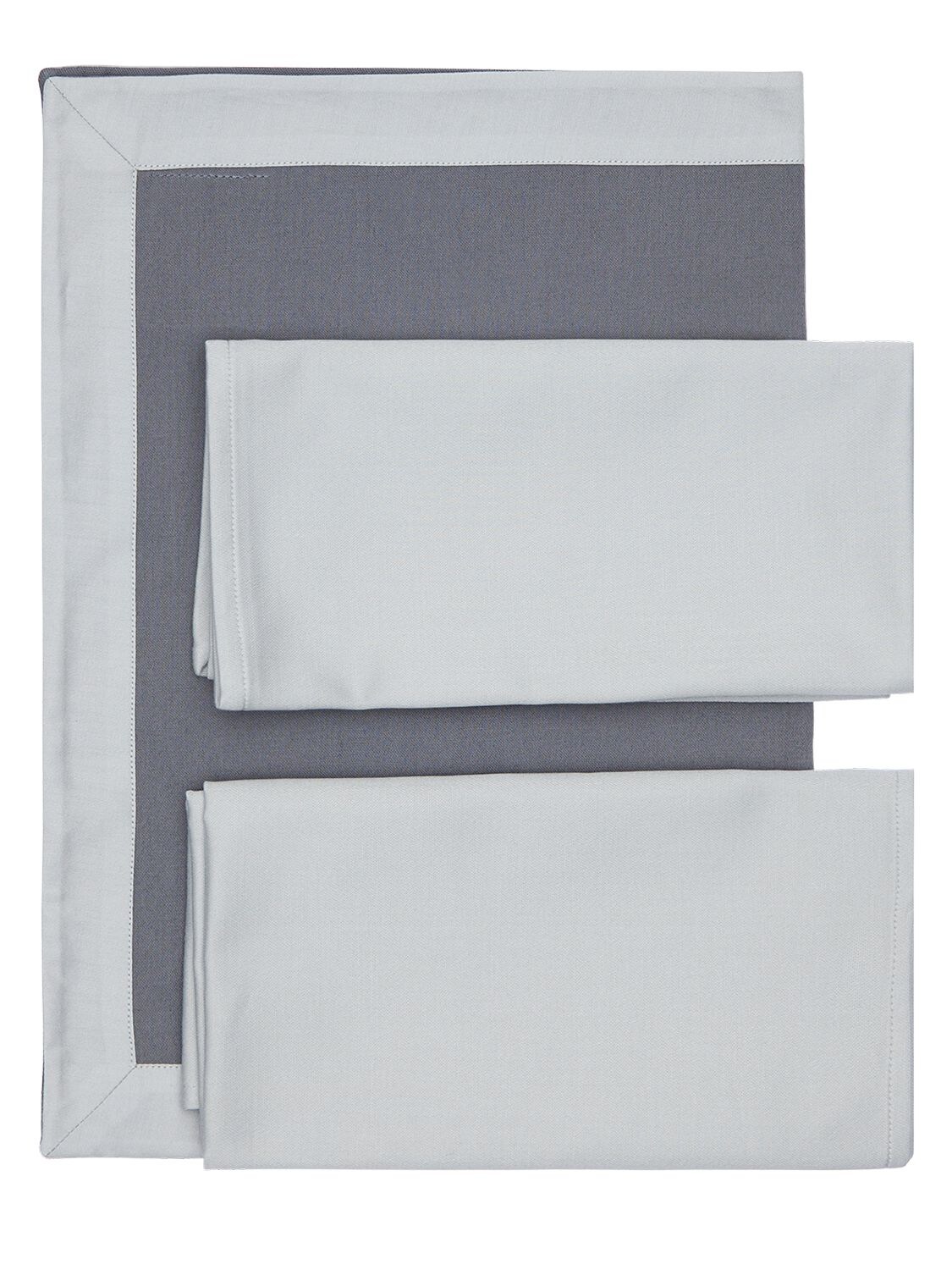 Alessandro Di Marco Cotton Placemat & Napkin Set In White,grey