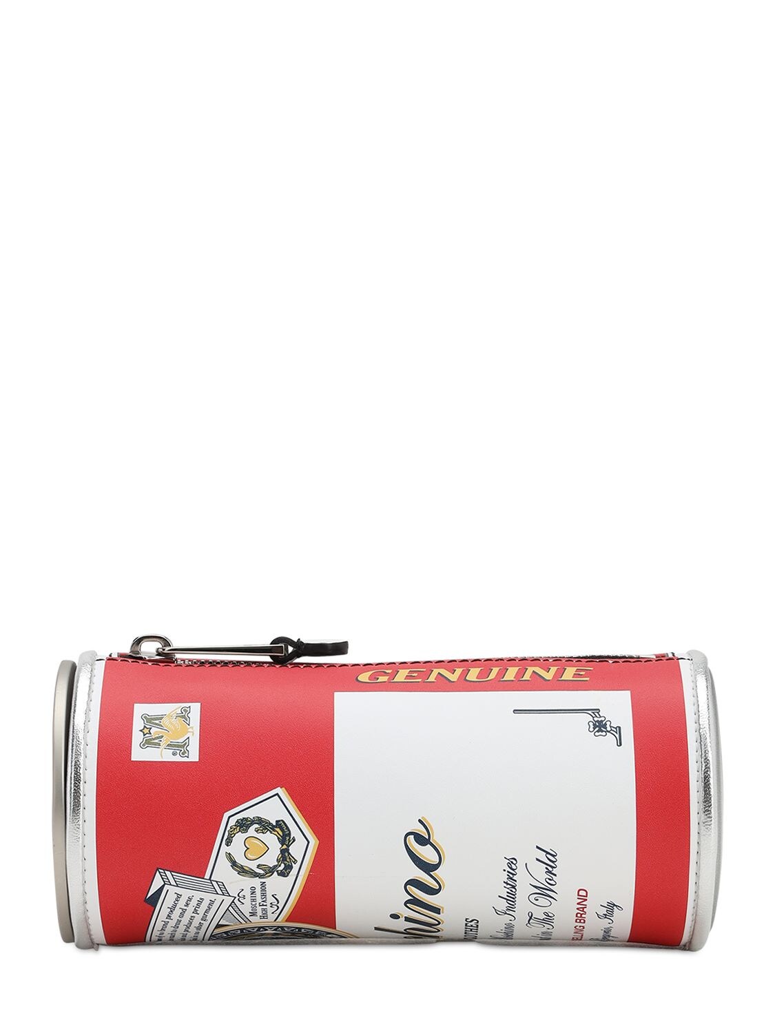 Moschino Capsule-theme Printed Leather Clutch In Multicolor
