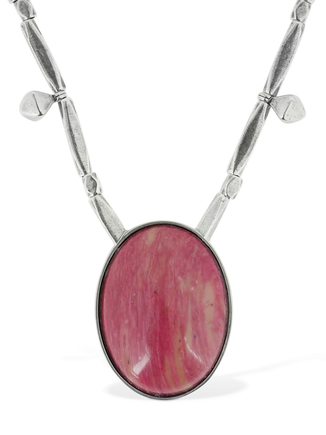 Isabel Marant Bahia Long Chain Necklace W/ Stone In Silver,pink