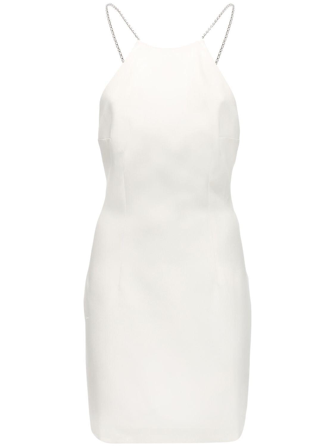 Azzaro Crepe Mini Dress W/ Crystal Straps In White
