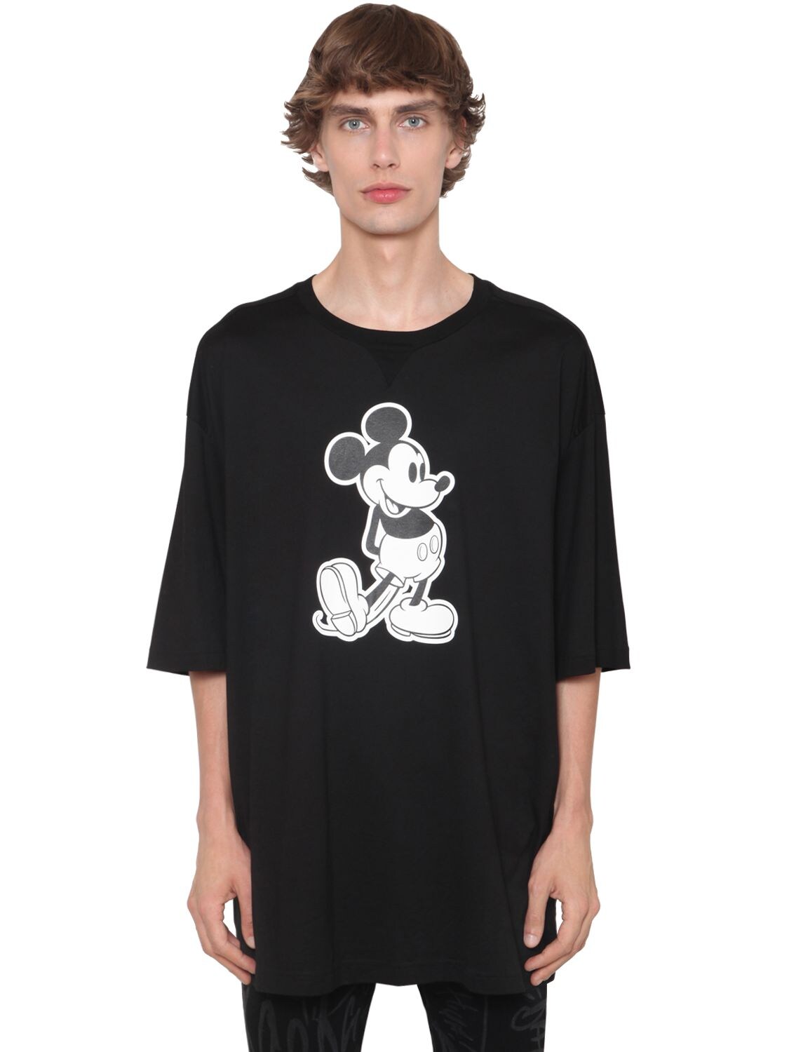 Takahiromiyashita The Soloist Over Mickey Mouse Print Jersey T-shirt In Black