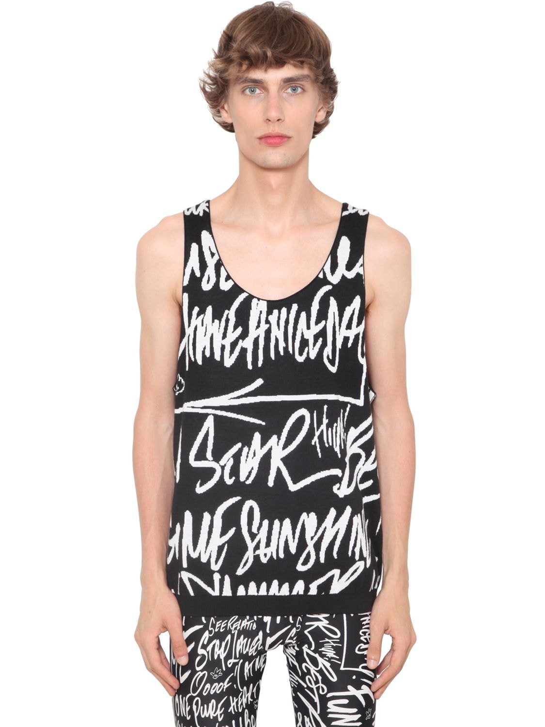 Tank Top "mickey Mouse Words" In Cotone