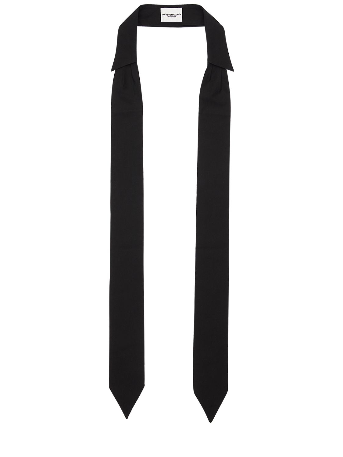Takahiromiyashita The Soloist Cotton Poplin Ribbon Collar In Black