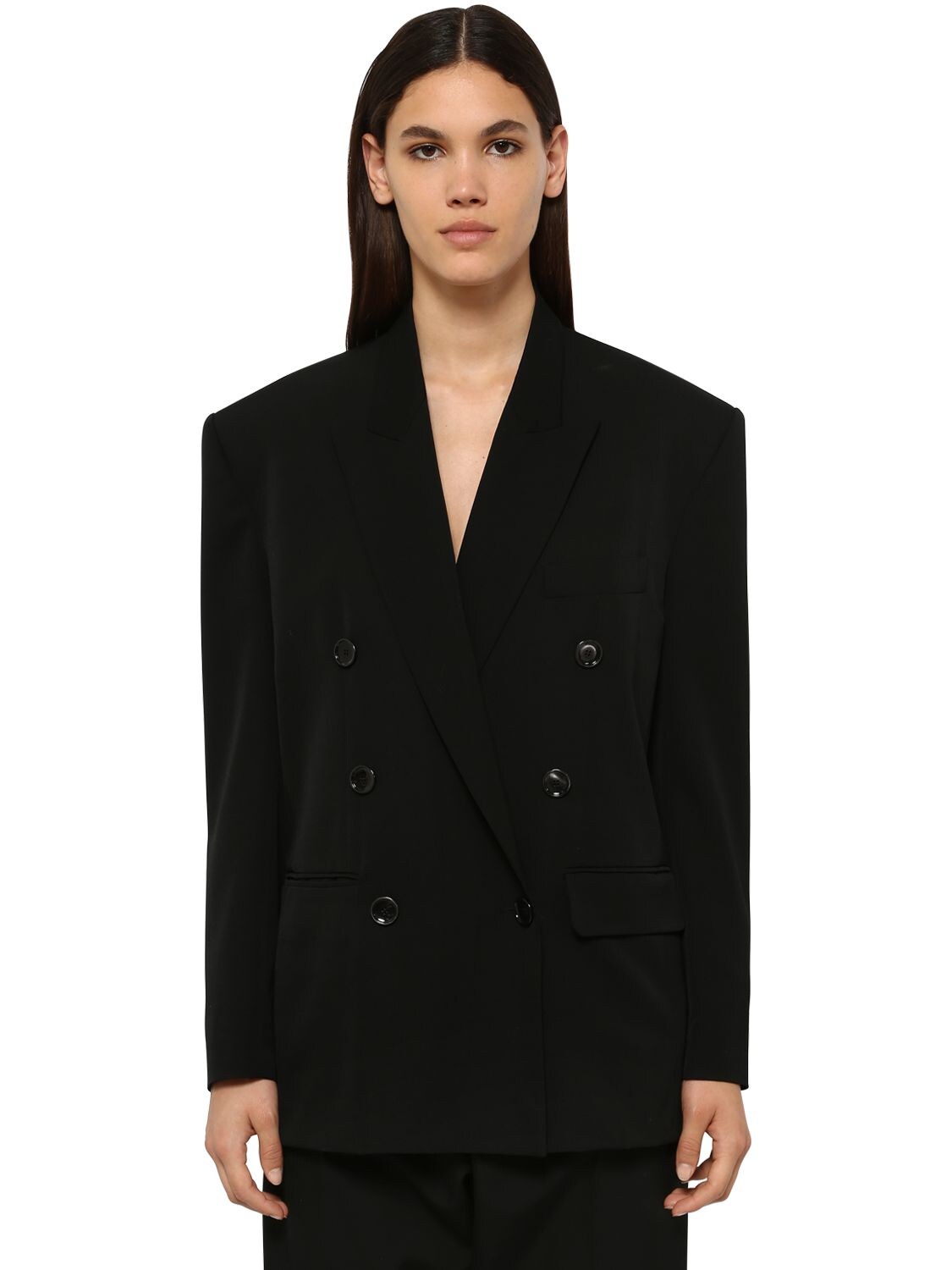 Isabel Marant Aspara Double Breasted Wool Blend Blazer In Black