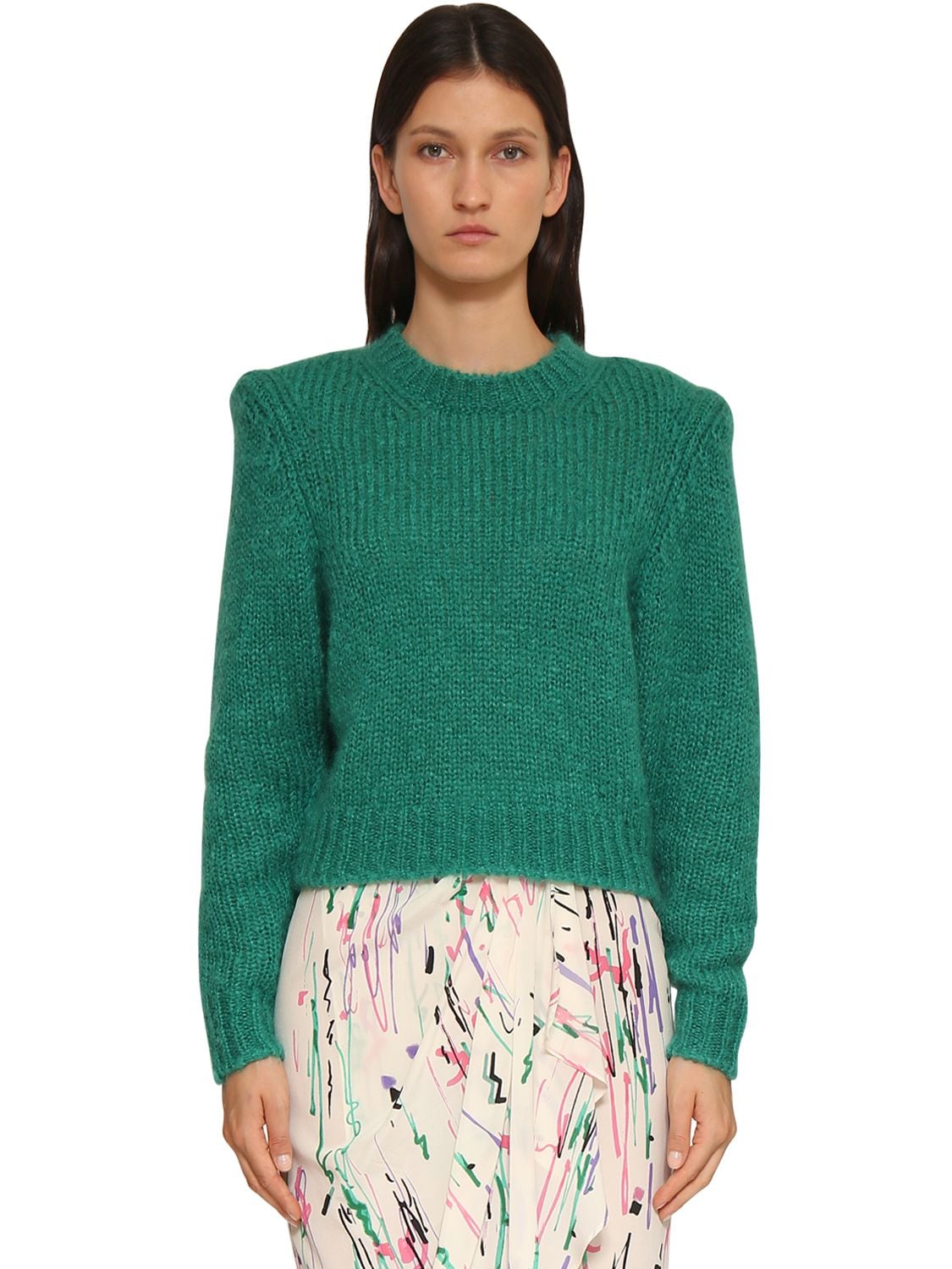 Isabel Marant Idona Mohair Blend Knit Sweater In Green