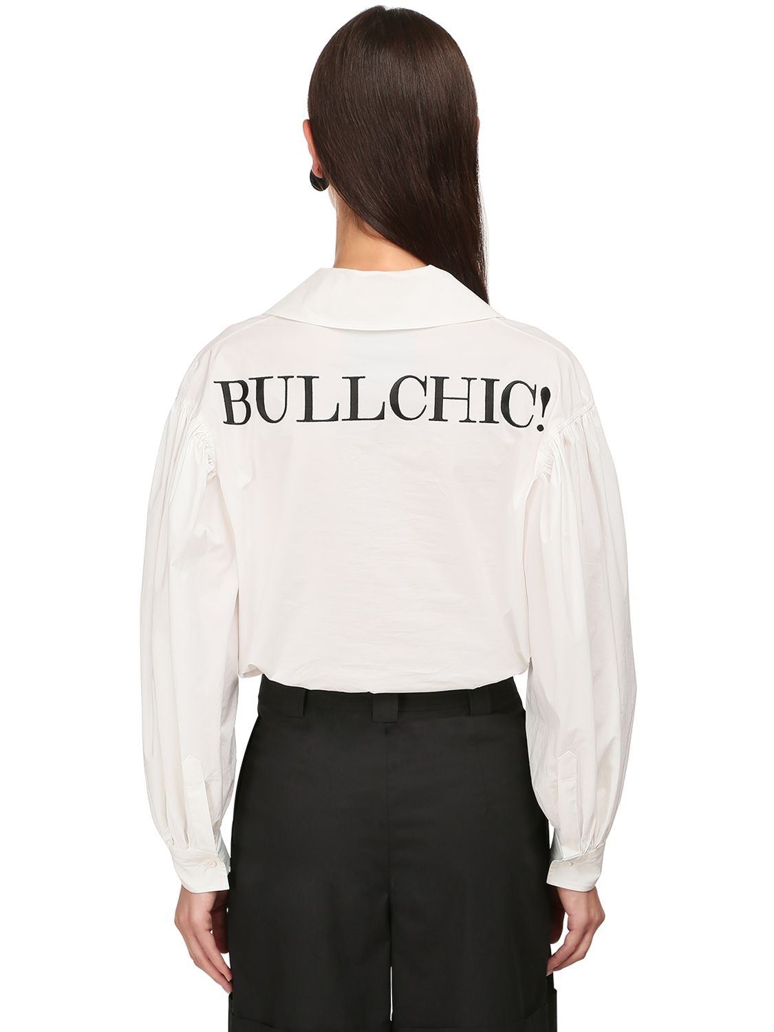 Moschino Bullchic Stretch Cotton Poplin Shirt In White