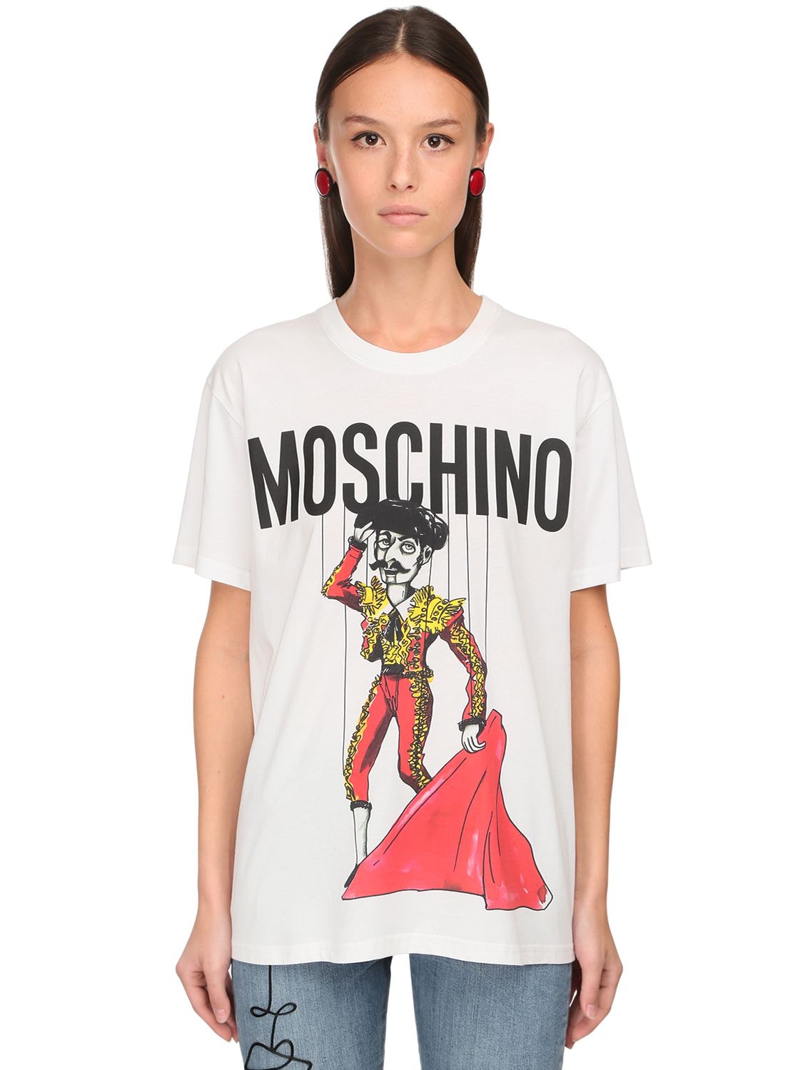 Moschino Oversize Torero Print Jersey T-shirt In White,multi