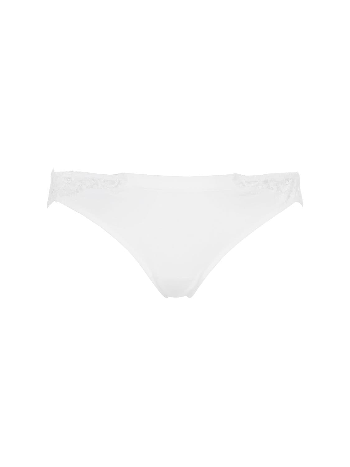 La Perla “souplé”蕾丝&棉丁字裤 In White