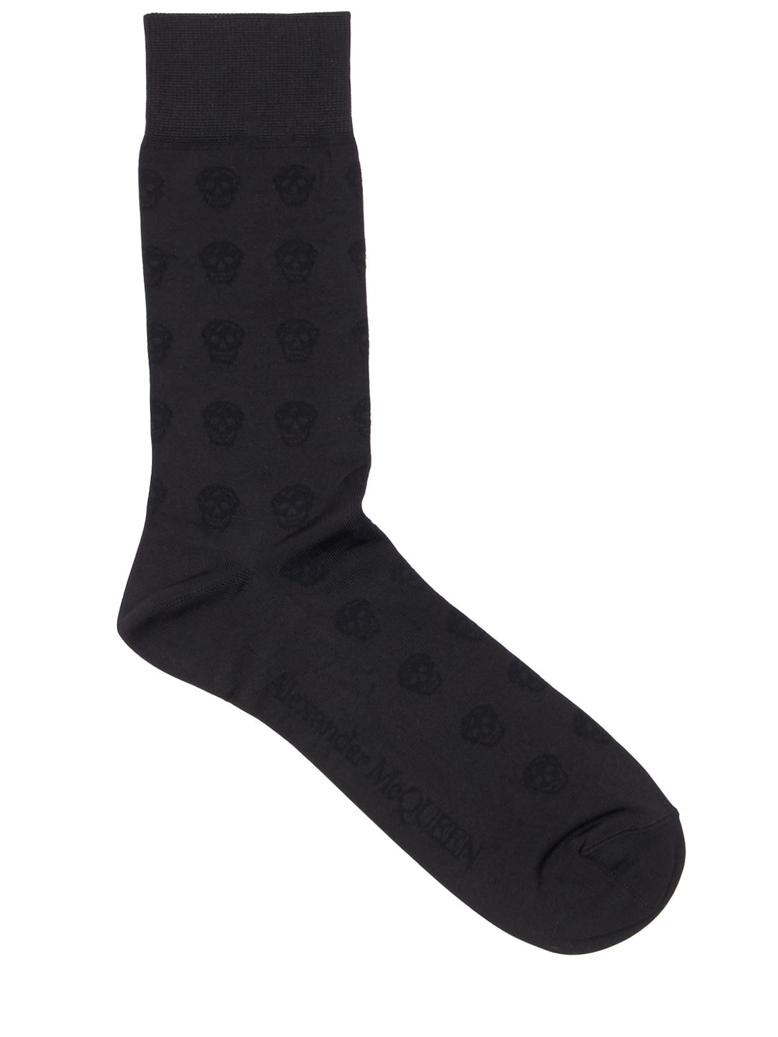 Alexander Mcqueen Skull Silk Stretch Jacquard Socks In Black