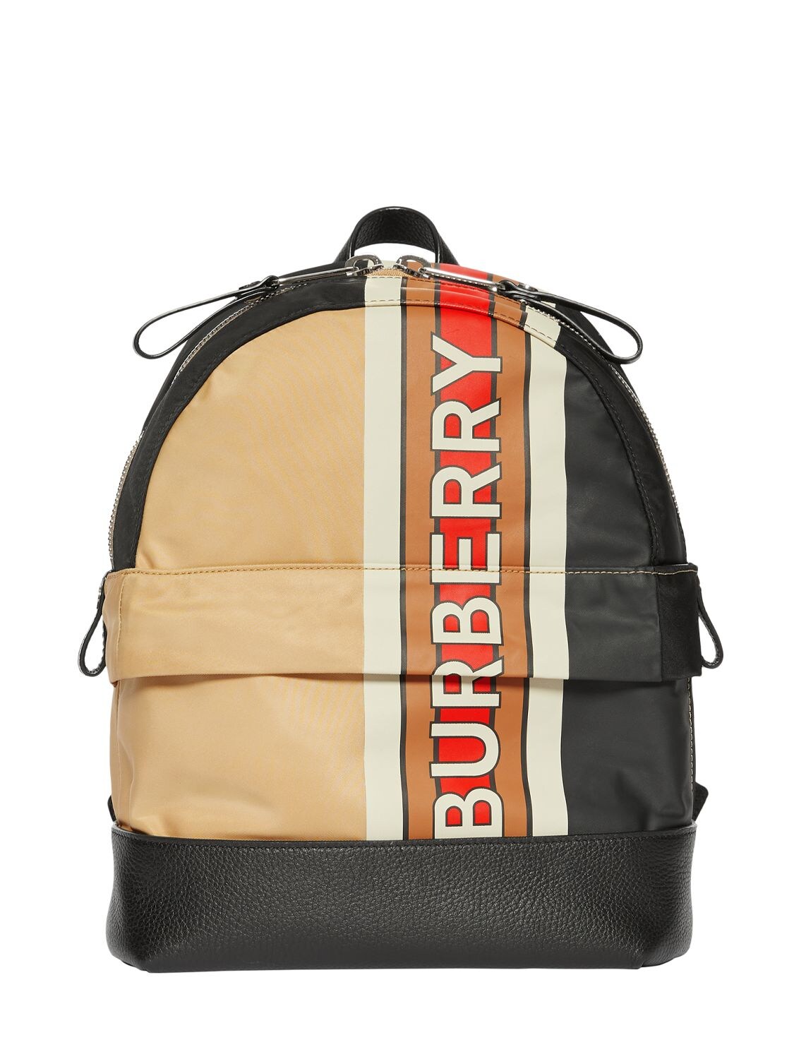 Burberry Kids' Logo Print Nylon Backpack In Beige