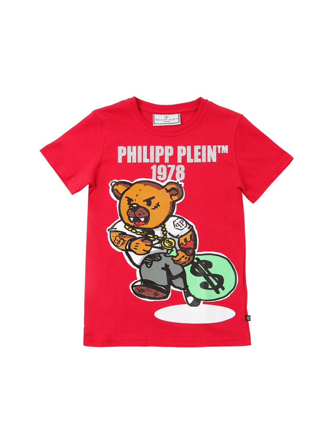 Philipp Plein Junior Kids' Printed Cotton Jersey T-shirt In Red
