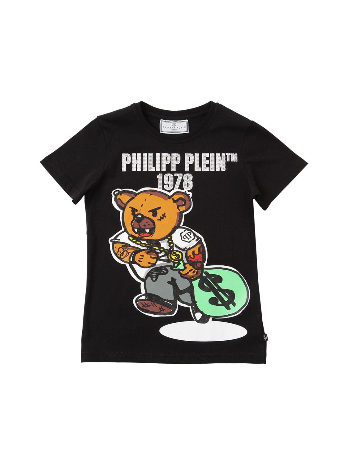 Philipp Plein Junior Kids' Printed Cotton Jersey T-shirt In Black