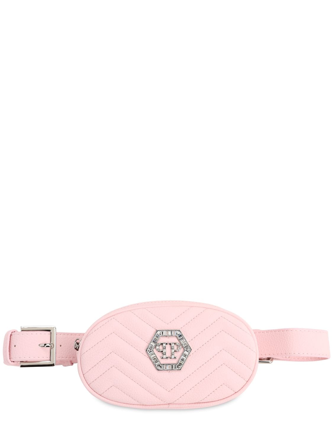 Philipp Plein Junior Kids' Faux Leather Belt Bag In Pink