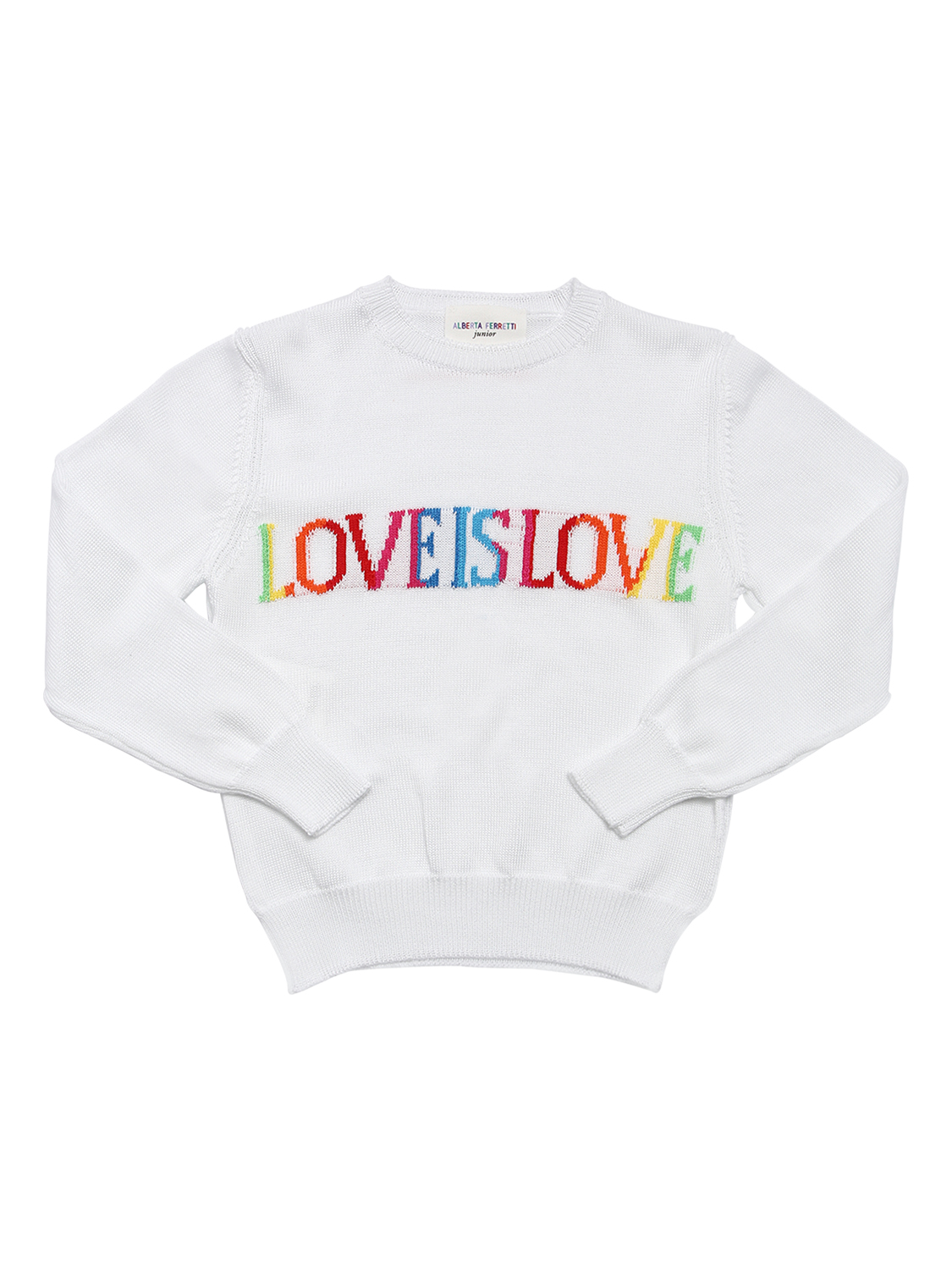 Alberta Ferretti Love Is Love Intarsia Knit Sweater In White