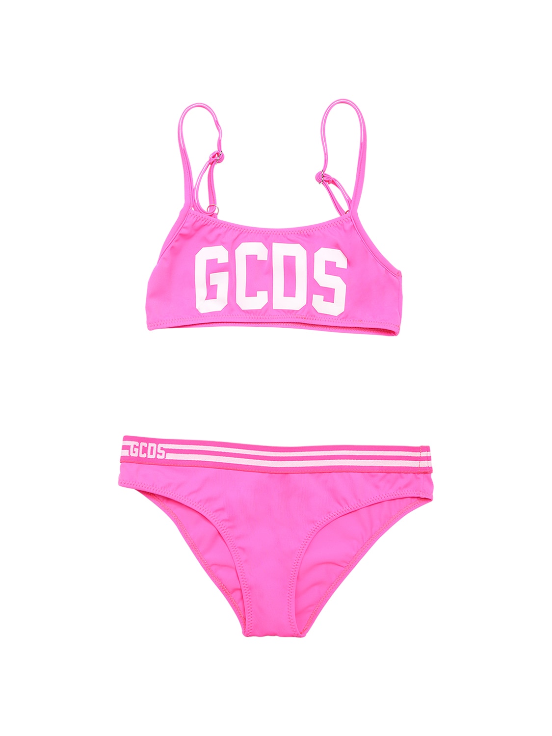 Gcds Logo Print Lycra Bikini In Neon Pink