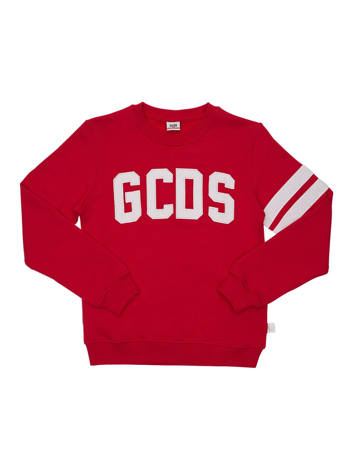 Gcds Kids' Embroidered Logo Cotton Sweatshirt In Red