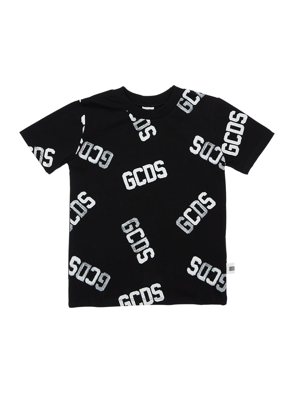 Gcds All Over Logo Print Jersey T-shirt In Black