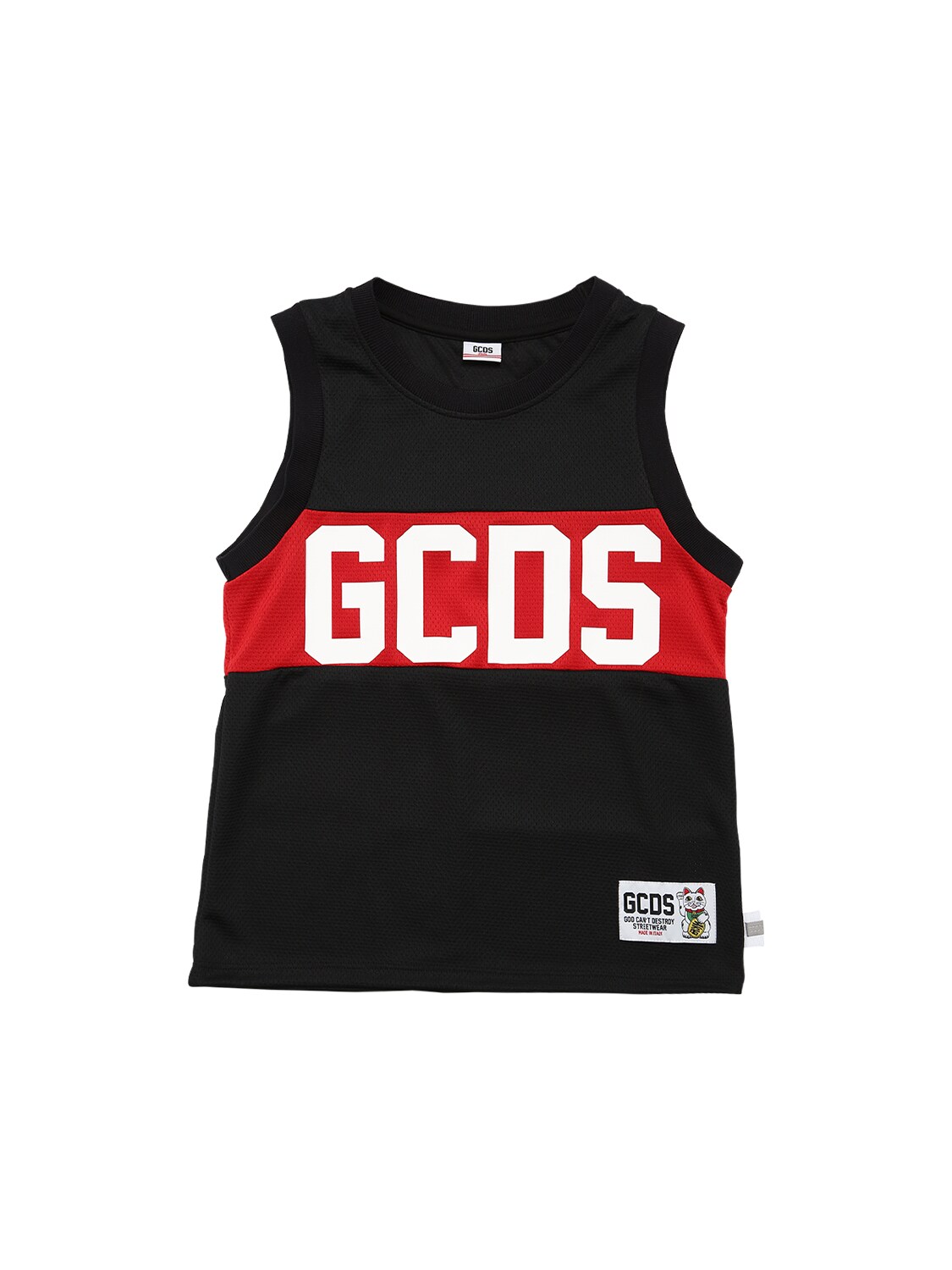 GCDS LOGO PRINT MESH TANK TOP,71I1V6016-MTEW0