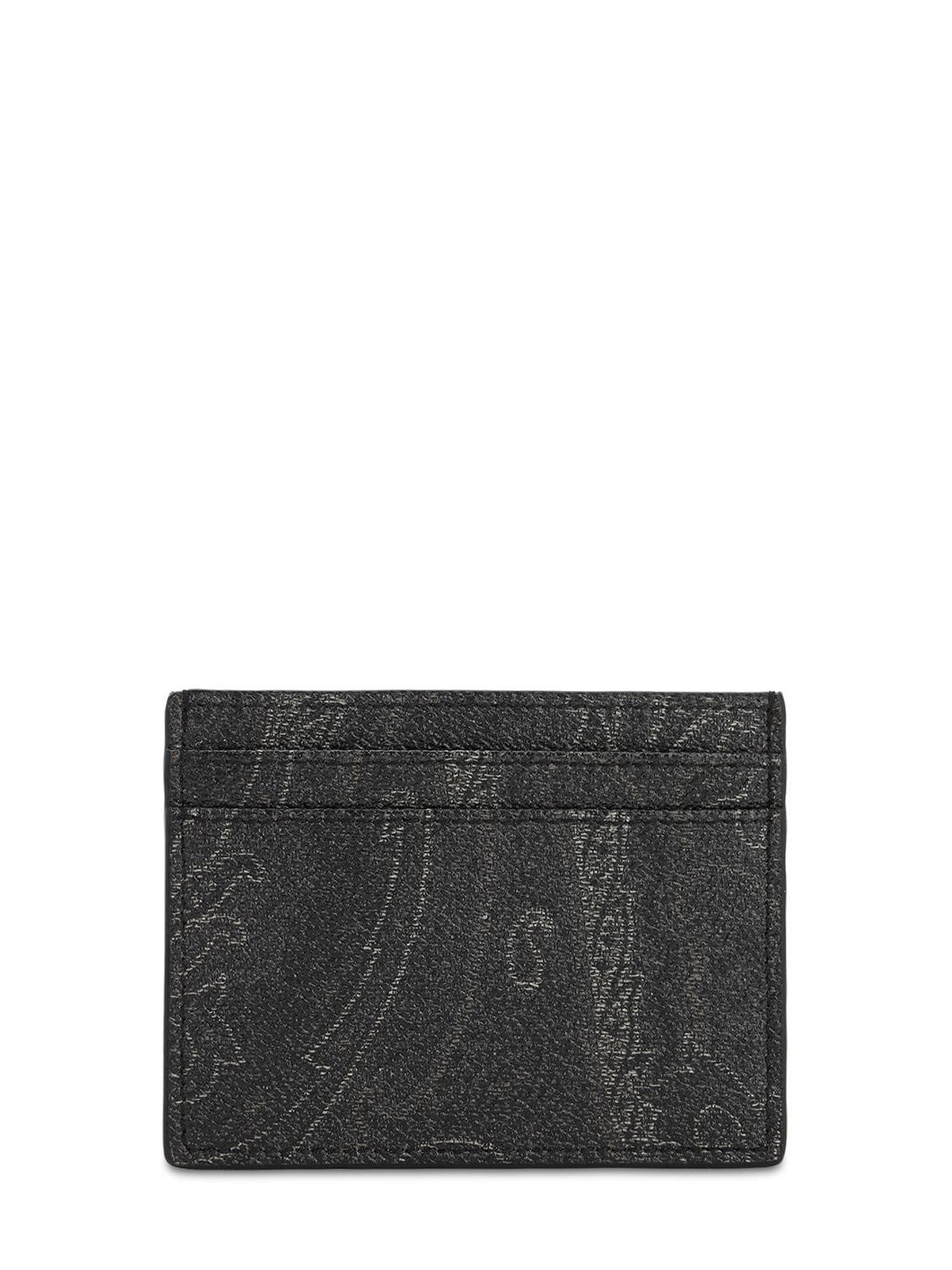 Etro Classic Book Paisley Card Holder In Black