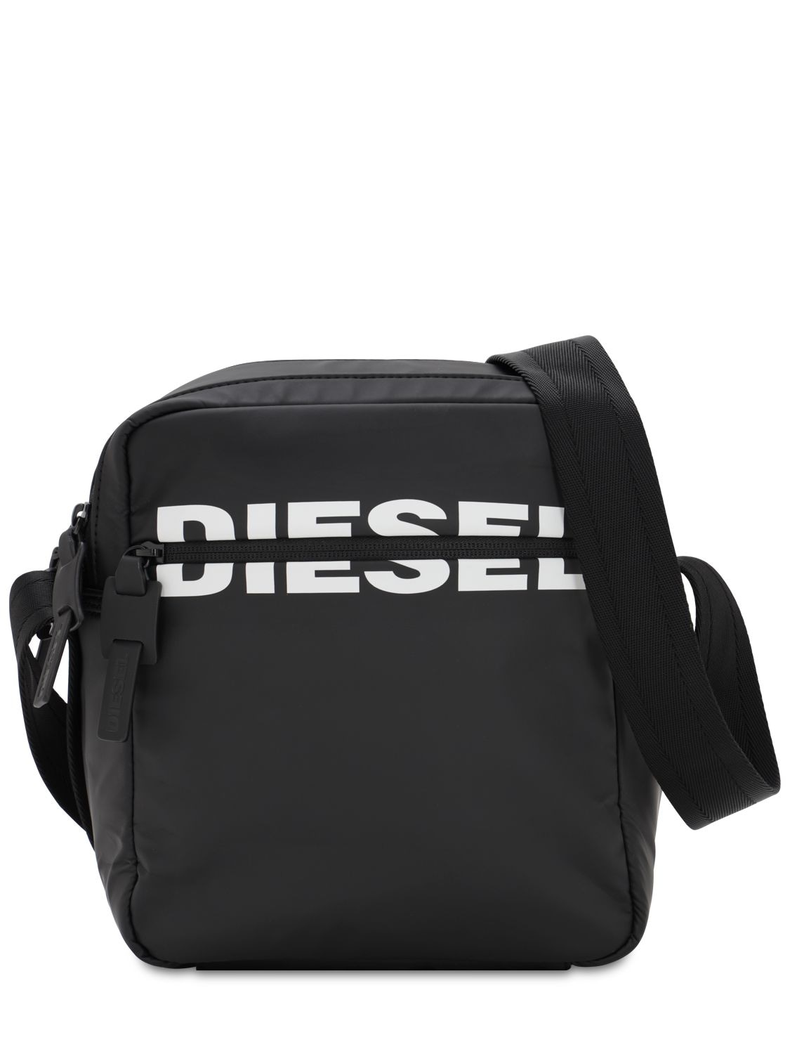 Diesel Logo Print Tech Crossbody Bag In Black