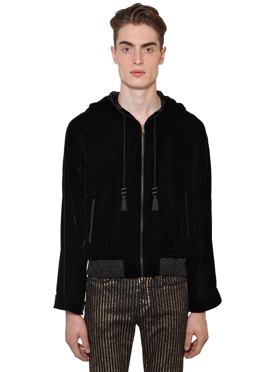 SAINT LAURENT VISCOSE & CUPRO TEDDY JACKET,71I25Z035-MTAWMA2