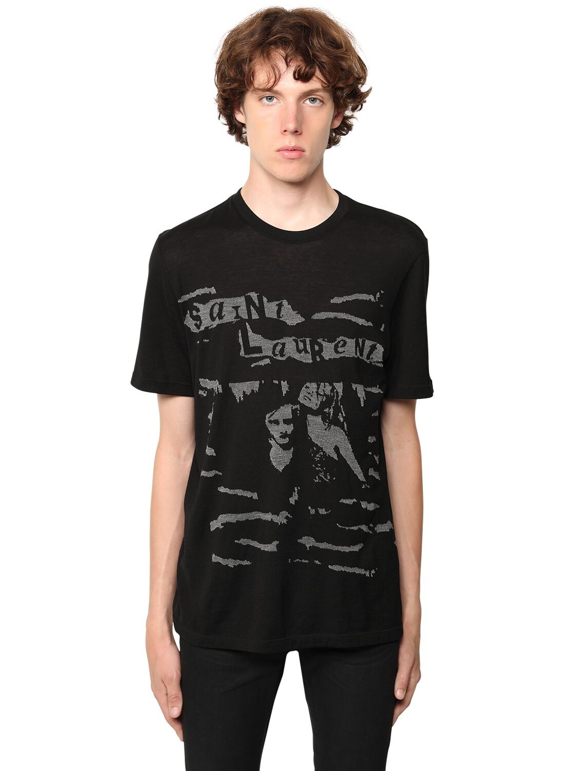 SAINT LAURENT PRINTED COTTON T-SHIRT,71I25Z066-MTA3MW2