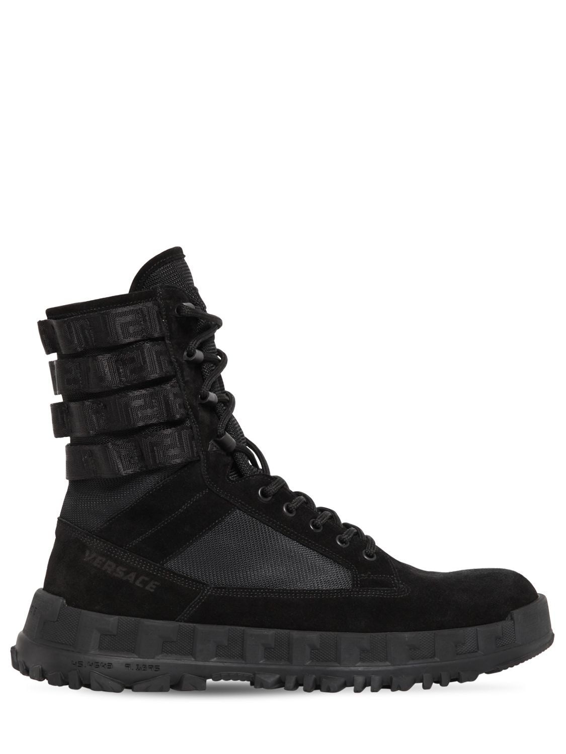 Versace 40mm Leather Lace-up Hiking Boots In Black