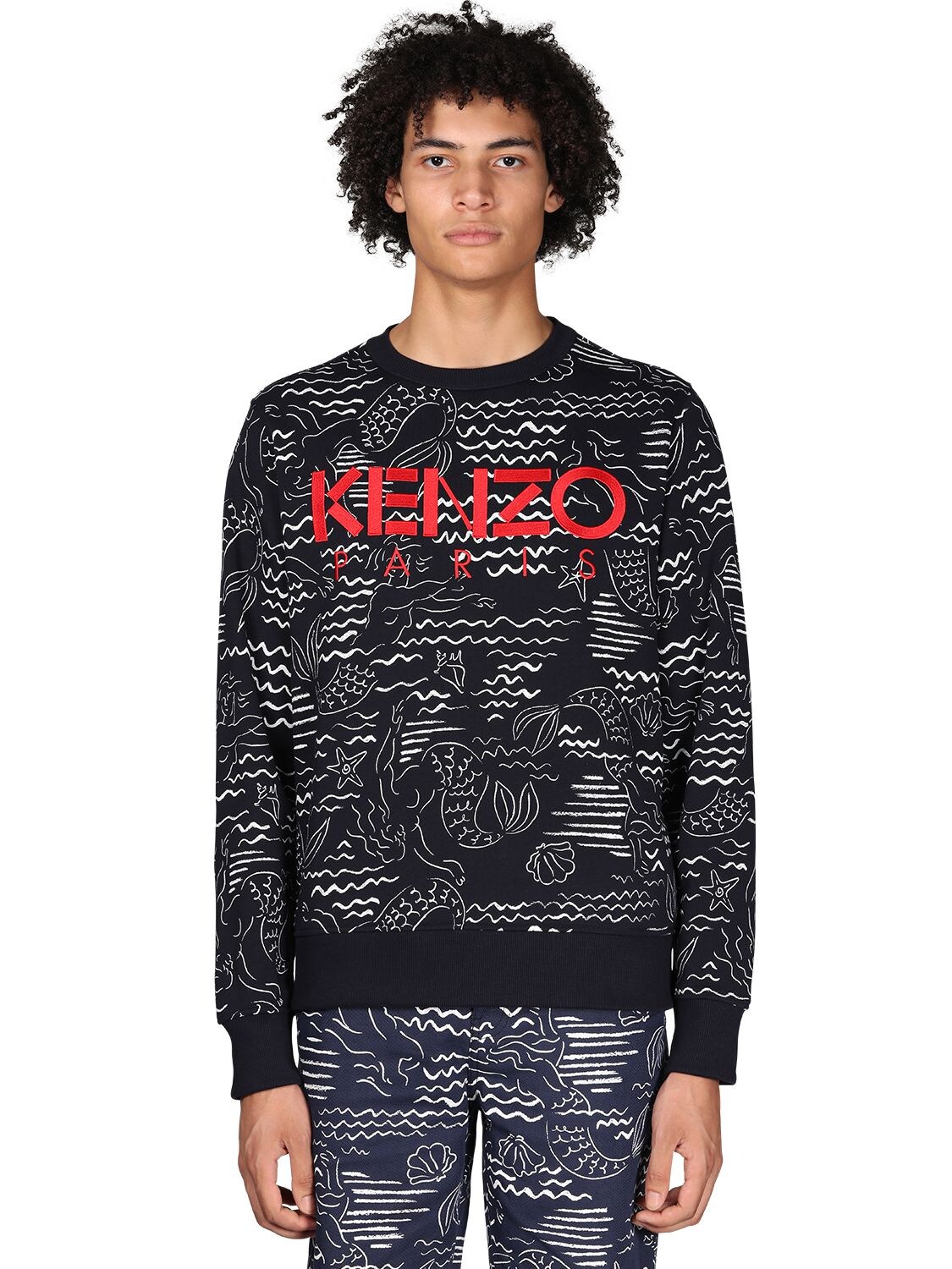 KENZO + MARINA PRINT COTTON SWEATSHIRT,71I3ER017-NZC1