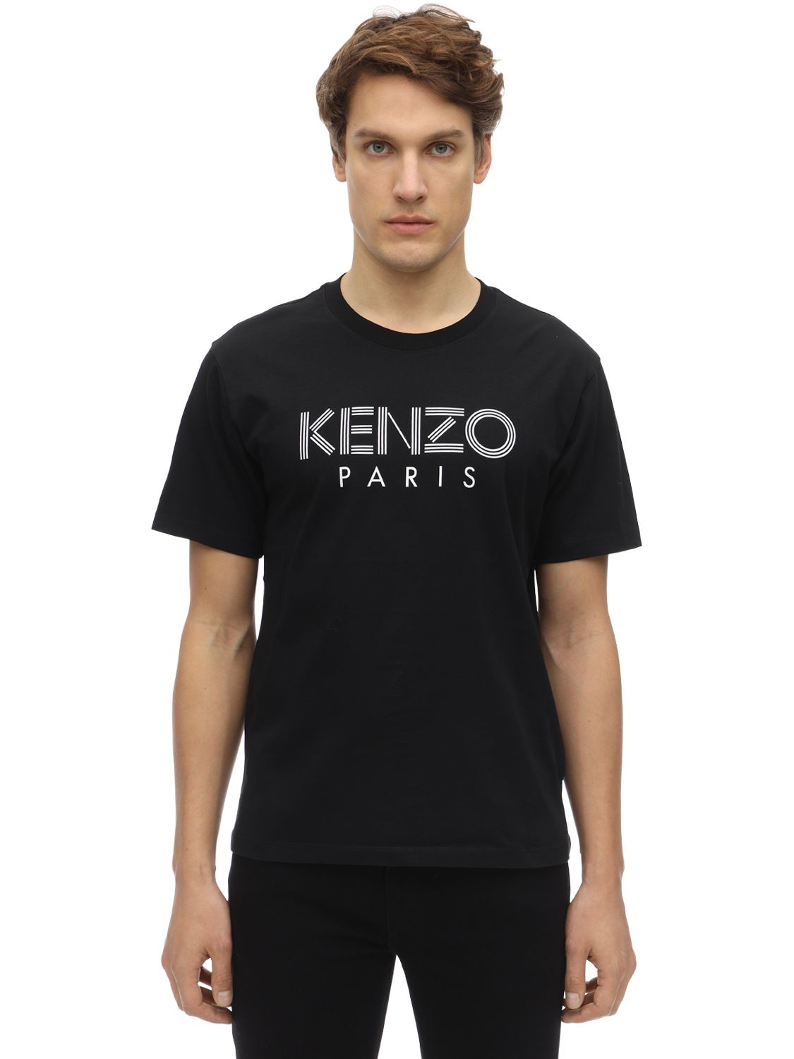 Kenzo Printed Logo Cotton Jersey T-shirt In Black