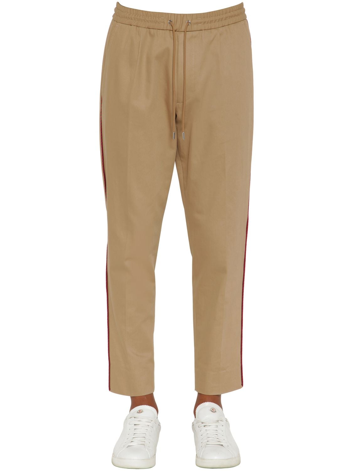 Moncler Cotton Gabardine Trousers In Khaki