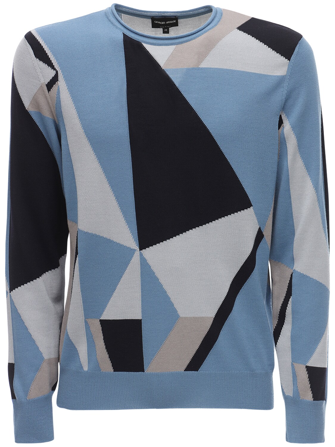 GIORGIO ARMANI GEOMETRIC VIRGIN WOOL JACQUARD SWEATER,71I3EZ009-RJLTMQ2