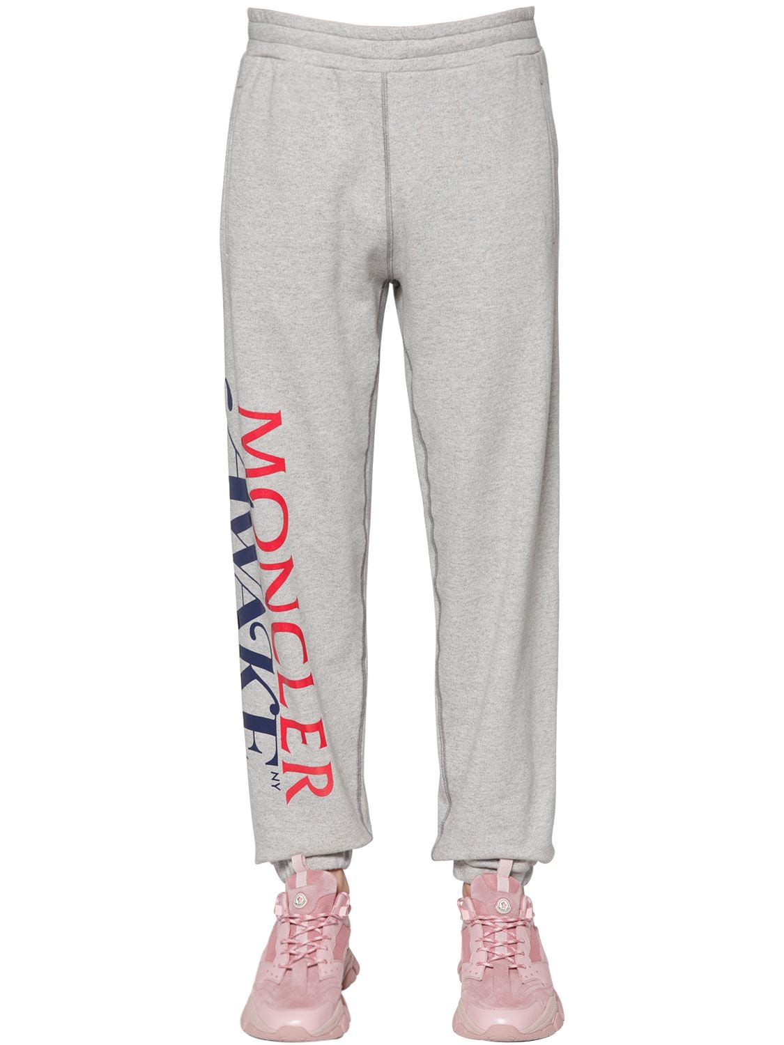Awake Ny 2 Moncler 1952 Tapered Logo-print Cotton-jersey Sweatpants In Gray
