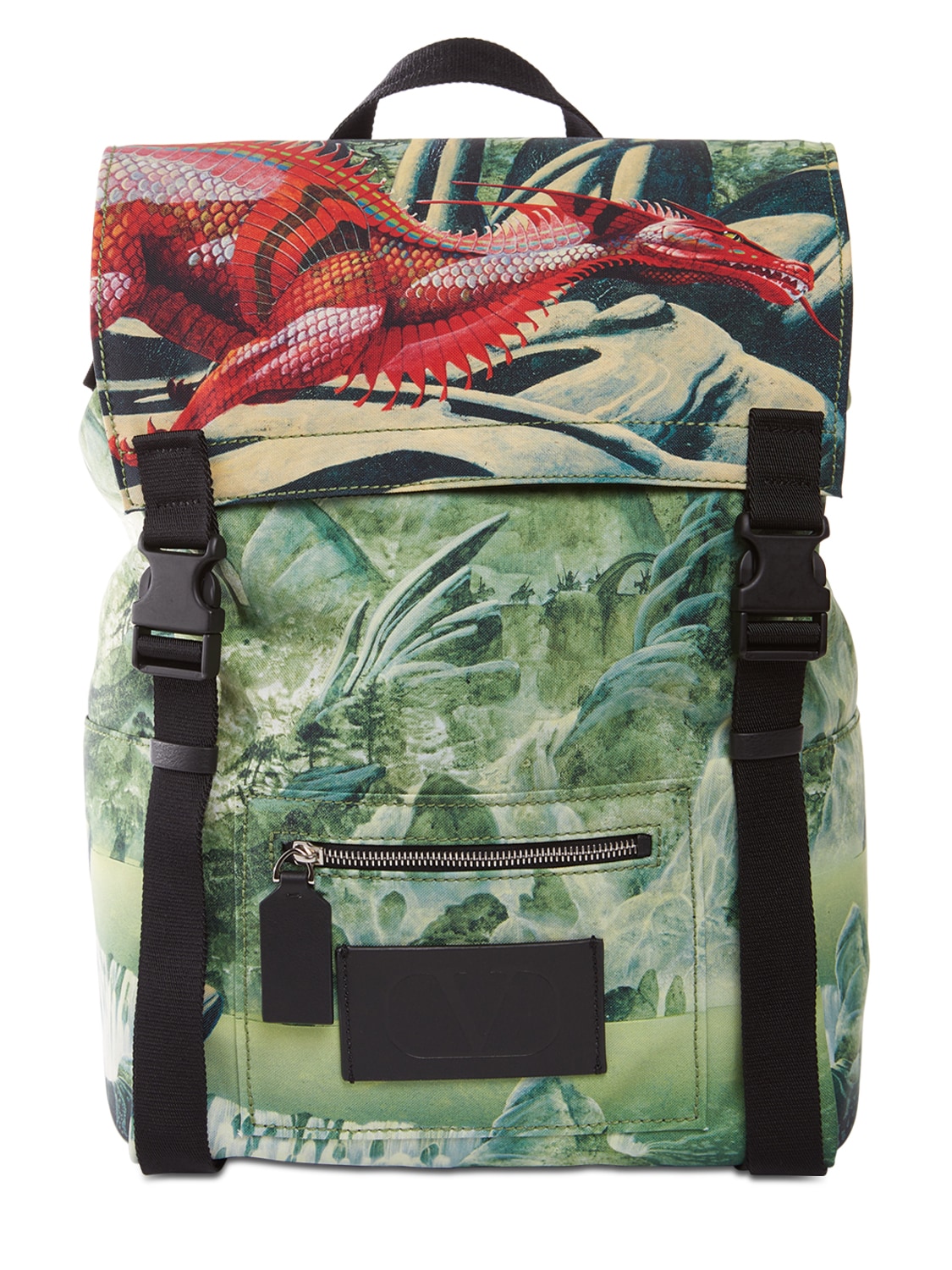 Valentino Garavani Outlet: backpack in nylon with printed logo - Green