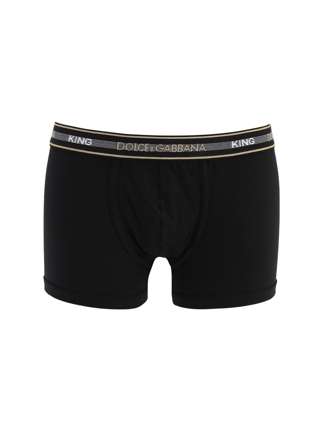 Dolce & Gabbana Dg King Cotton Stretch Boxer Briefs In Black,gold