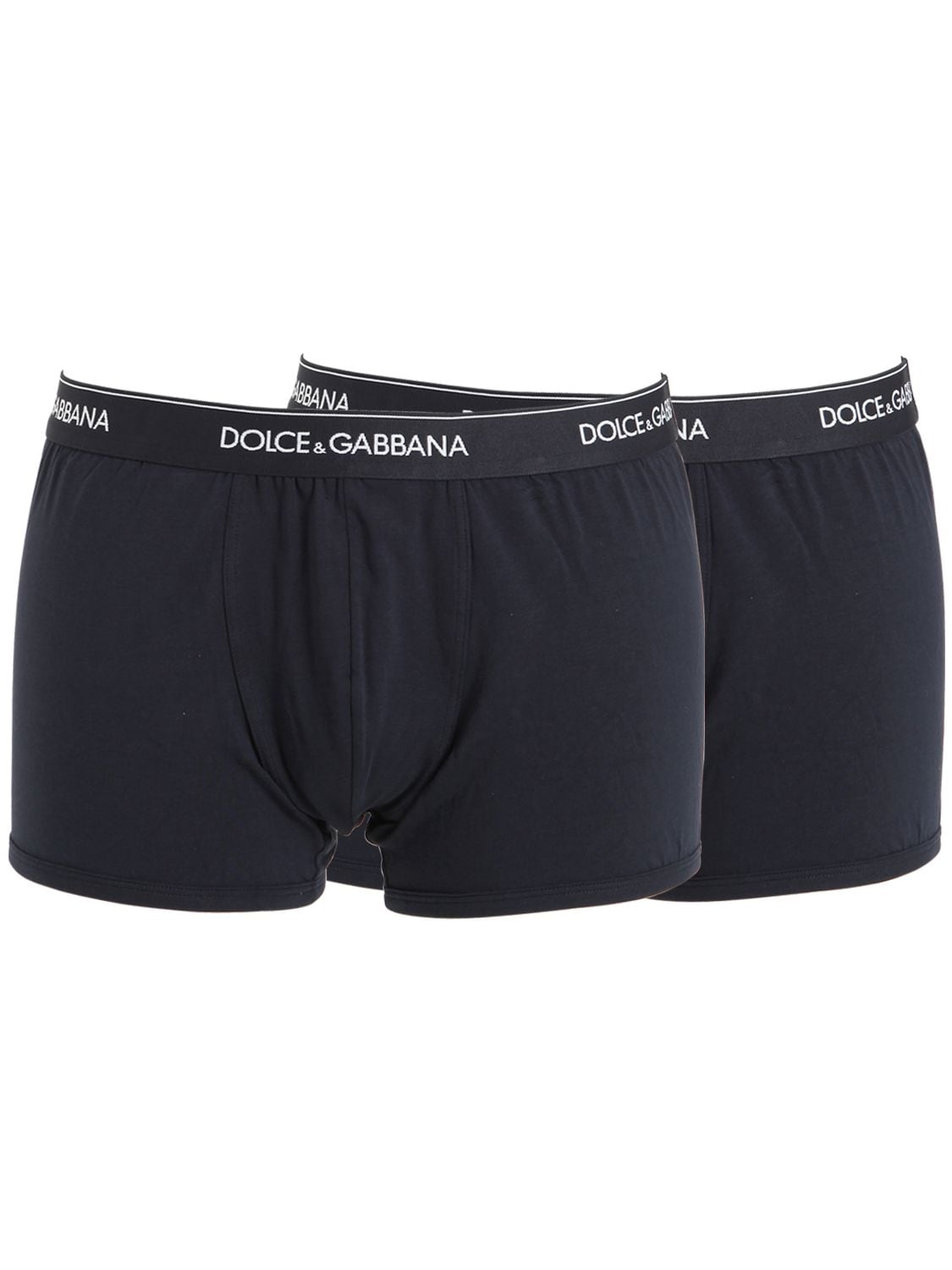 Dolce & Gabbana Pack Of 2 Logo Cotton Boxer Briefs In Navy