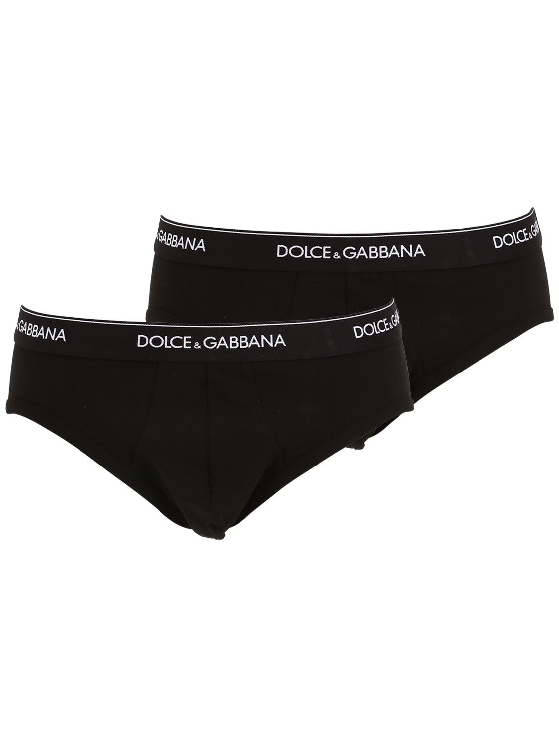 Dolce & Gabbana Pack Of 2 Stretch Jersey Briefs In Black