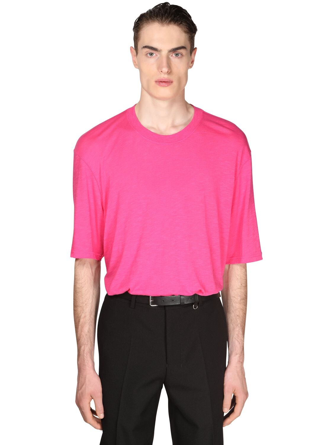 Ami Alexandre Mattiussi Oversize Light Cotton & Viscose T-shirt In Pink