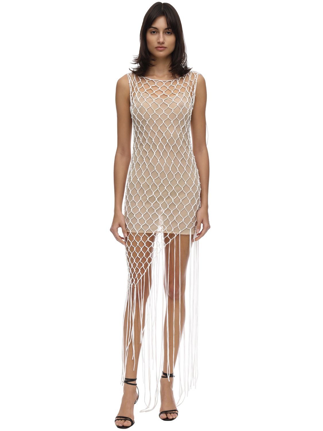 Asymmetric Cotton Blend Net Dress