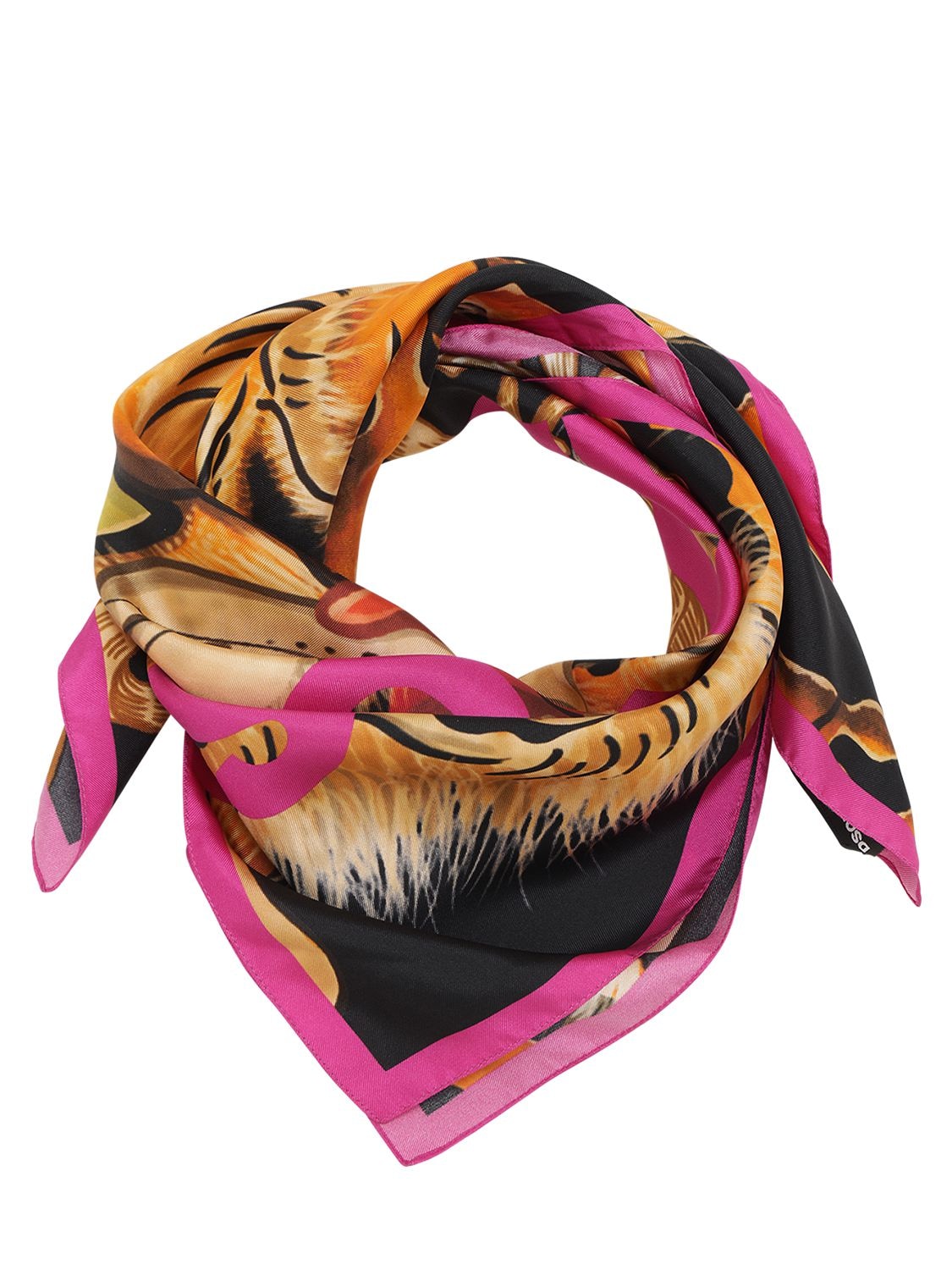 Dsquared2 Printed Silk Foulard In Multicolor
