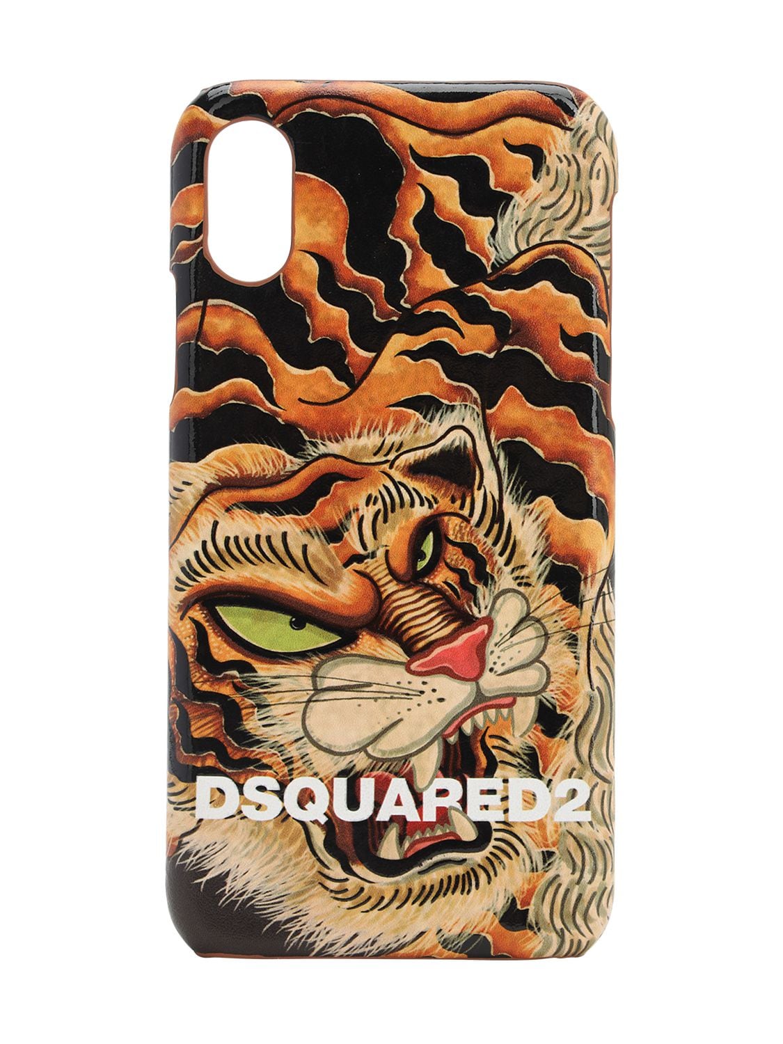 Dsquared2 Tiger Print Faux Leather I Phone X Cover In Multicolor