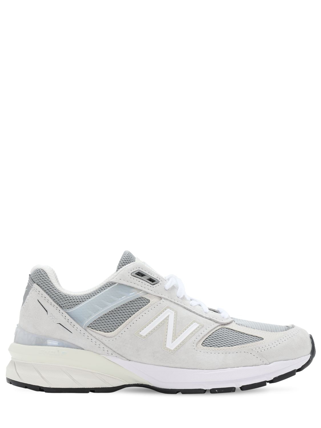 New Balance 990 V5 Suede & Mesh Sneakers In White