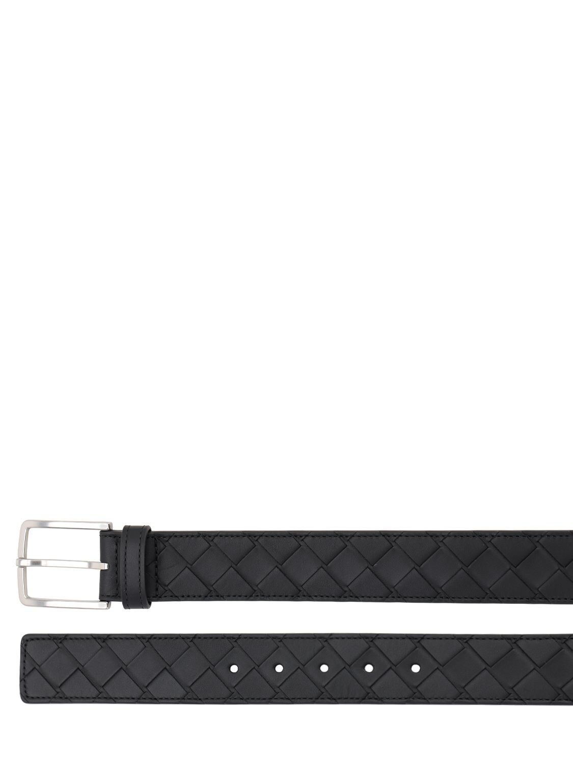 Shop Bottega Veneta 3.5cm New Intreccio Buckle Leather Belt In Black,silver