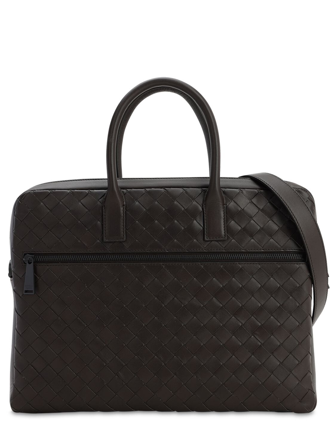 Bottega Veneta New Intrecciato Small Leather Briefcase In Fondente