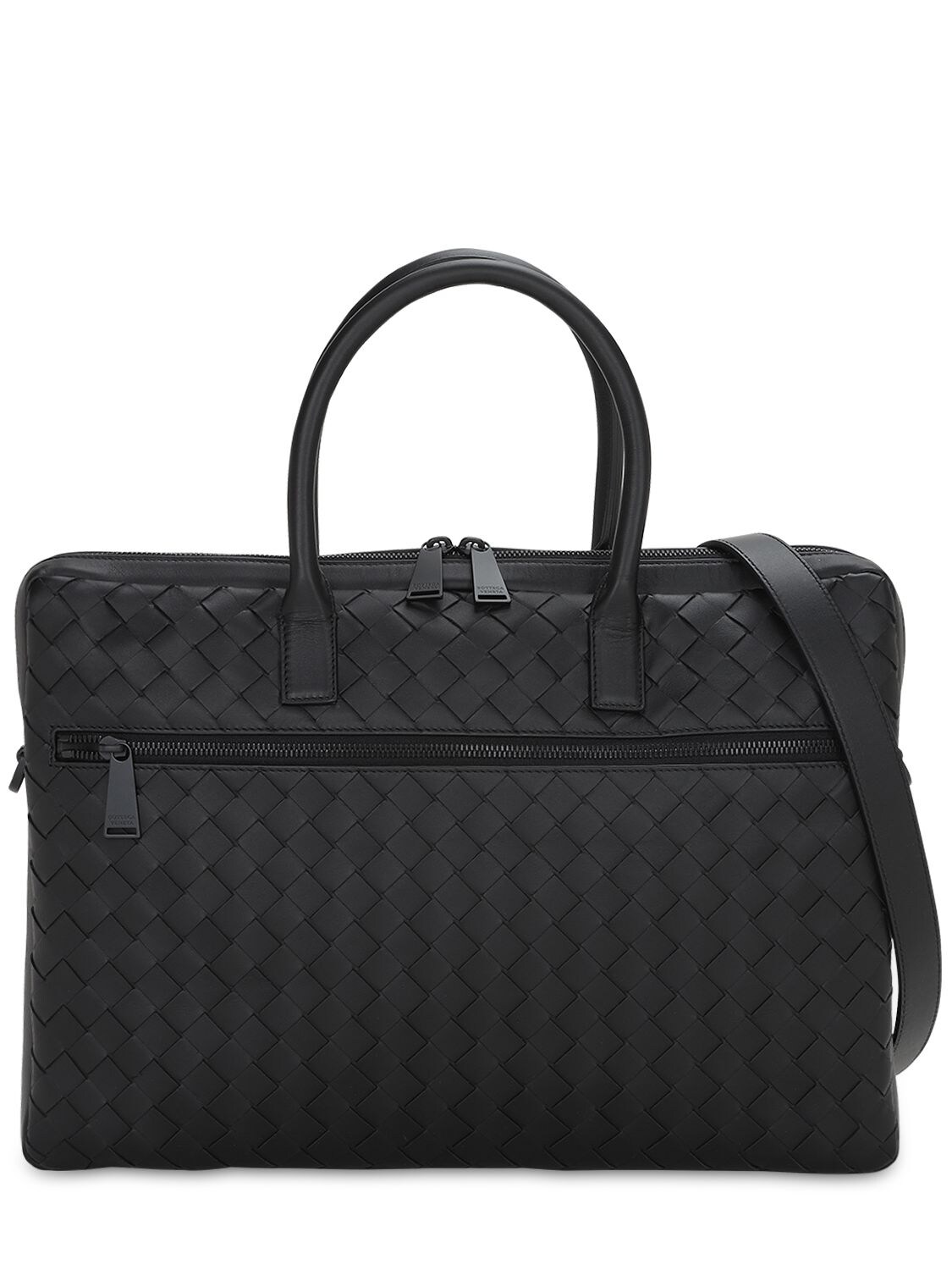 Bottega Veneta New Intrecciato Large Leather Briefcase In Black