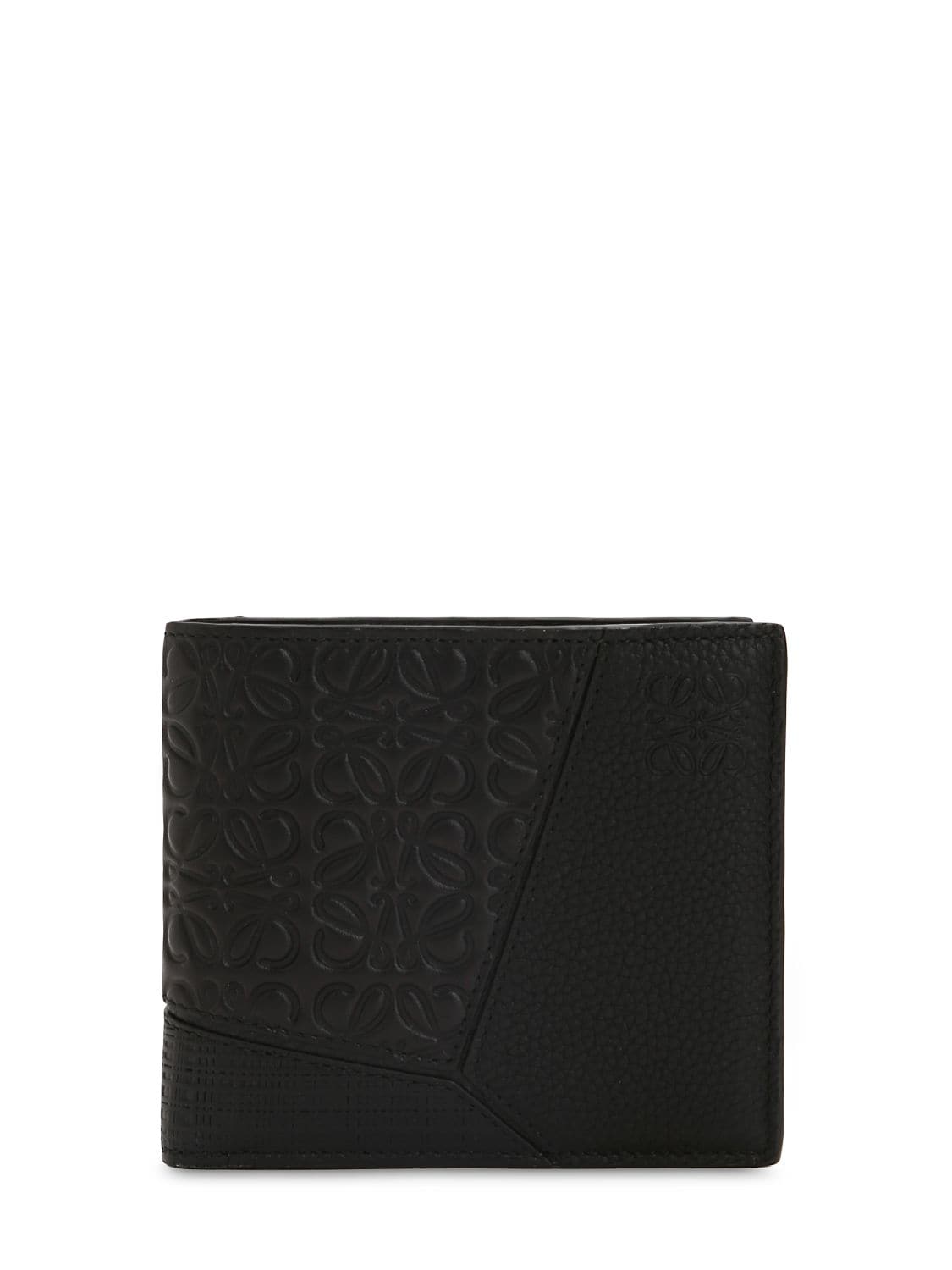 Loewe Puzzle Leather Billfold Wallet In Black