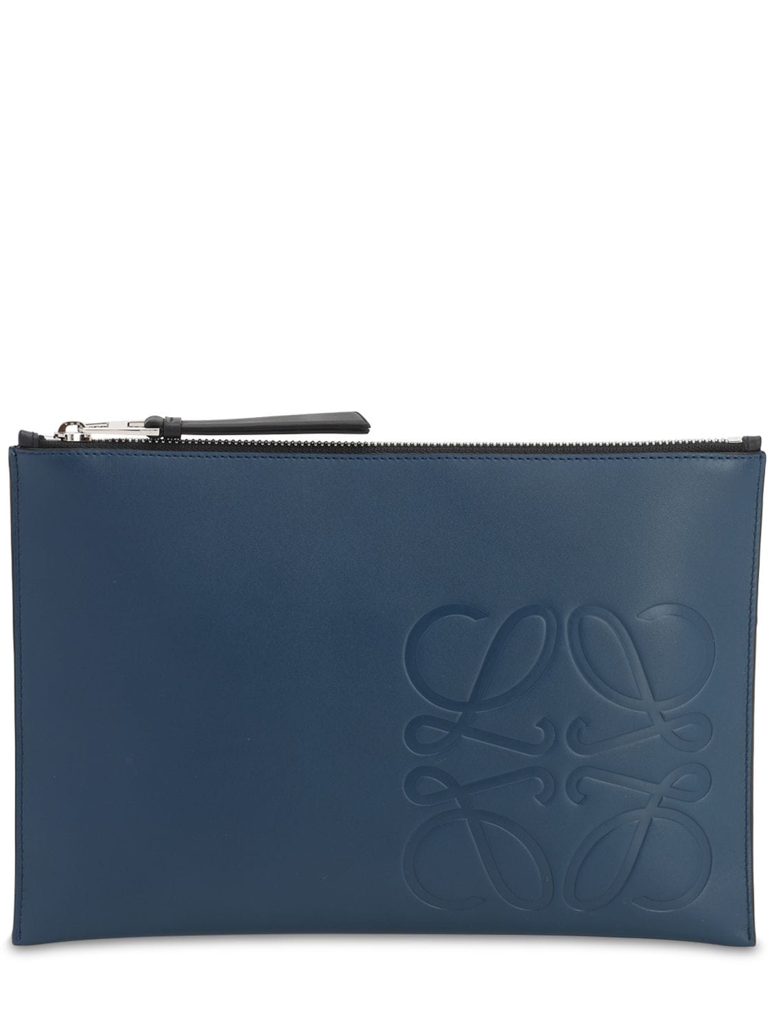 Loewe Smooth Leather Anagram Pouch In Indigo