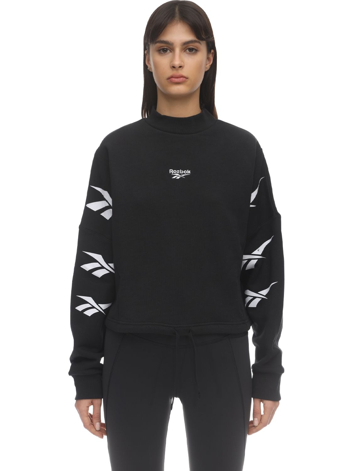 Reebok Cropped Cotton Sweatshirt In Black