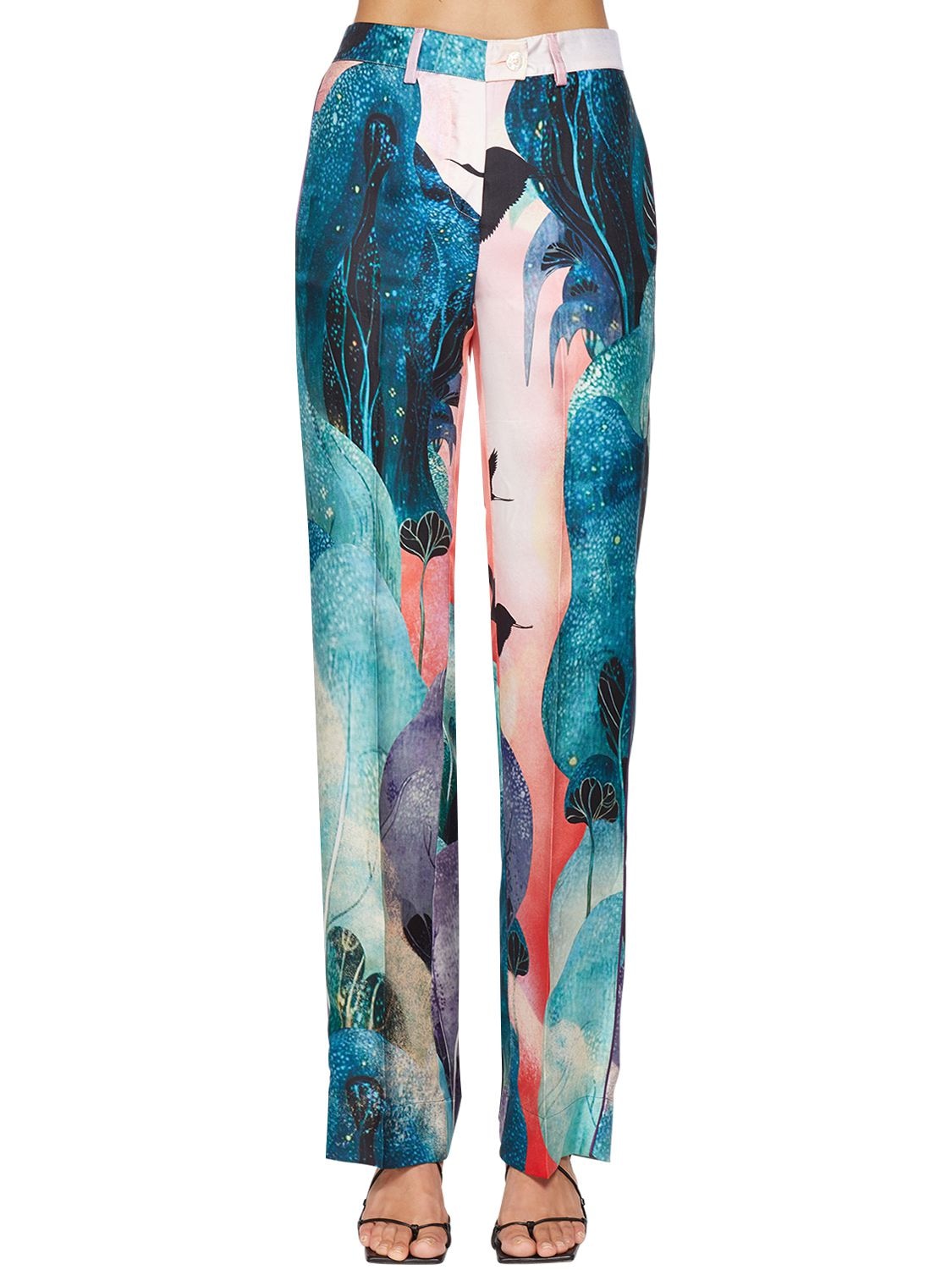 F.R.S. FOR RESTLESS SLEEPERS Printed Silk Twill Wide Leg Pants